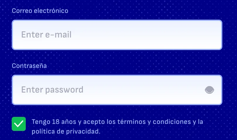 Formulario de registro de usuario en Bankonbet Casino
